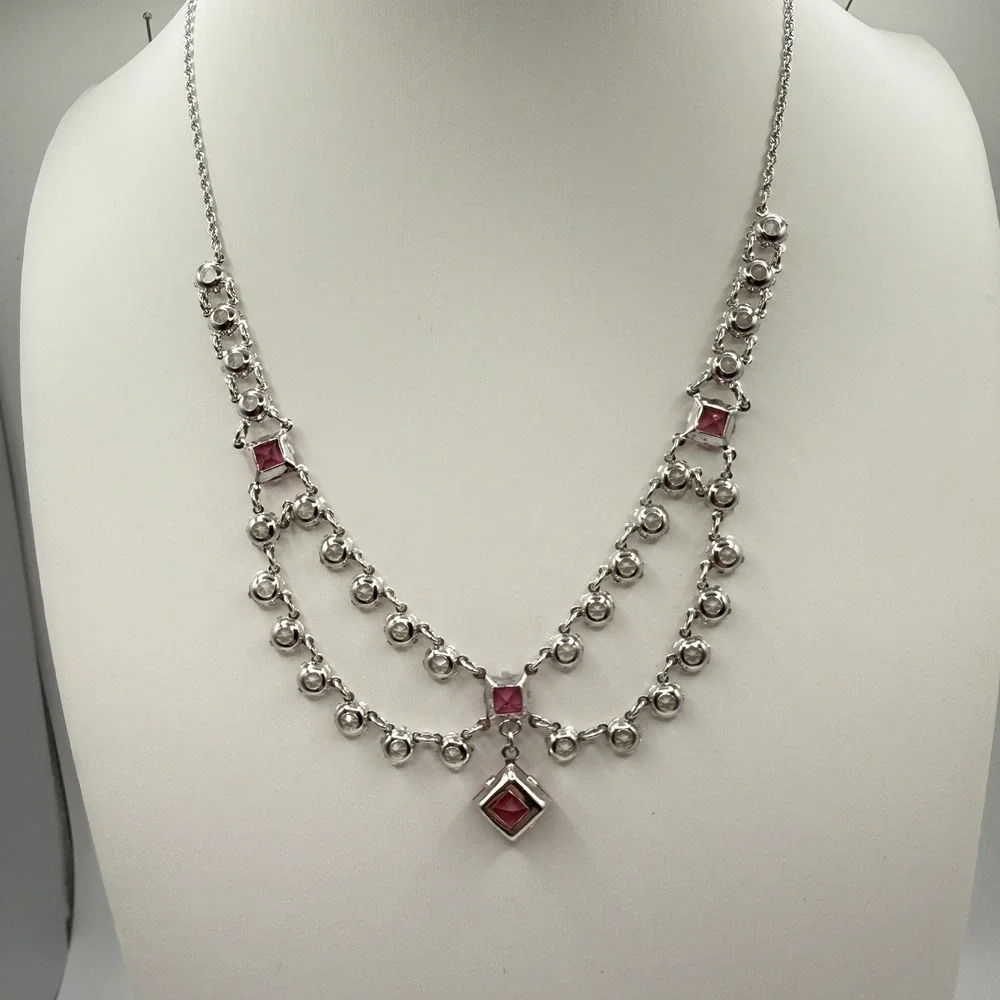 Vintage Art Deco 12k Gold Filled Open Back Crystal Riviere Festoon Necklace - Picture 2 of 7